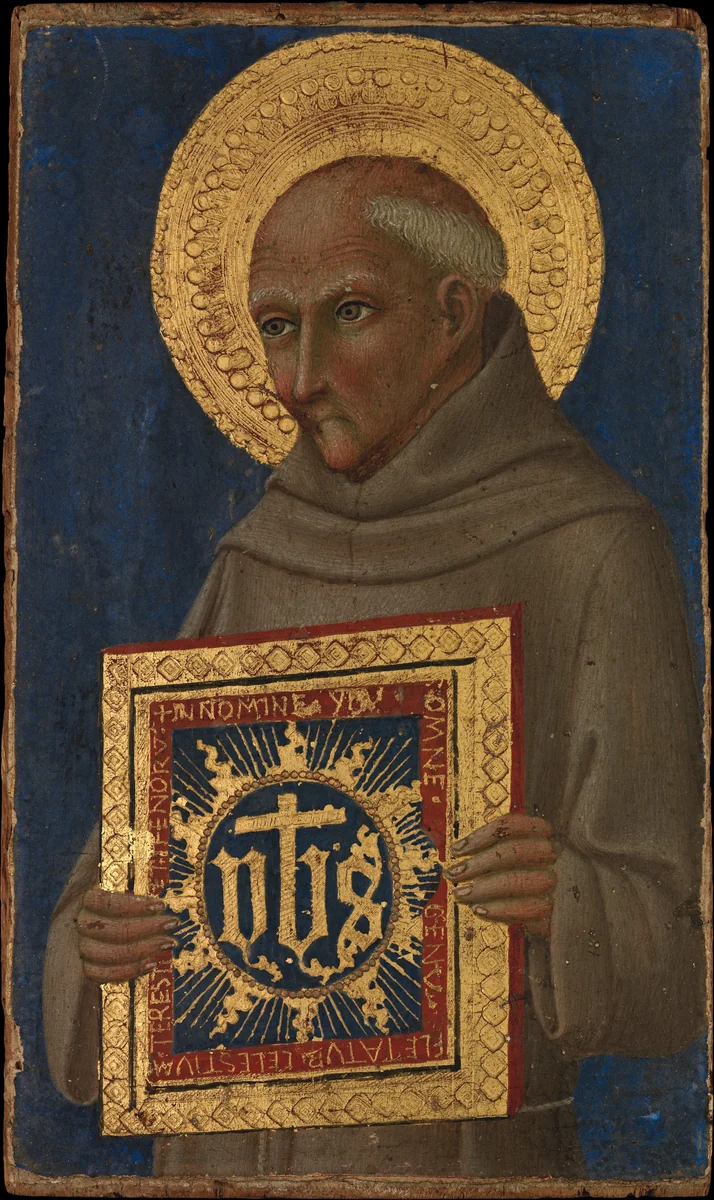 Saint Bernardino by Sano di Pietro, painting, 1457-1473
