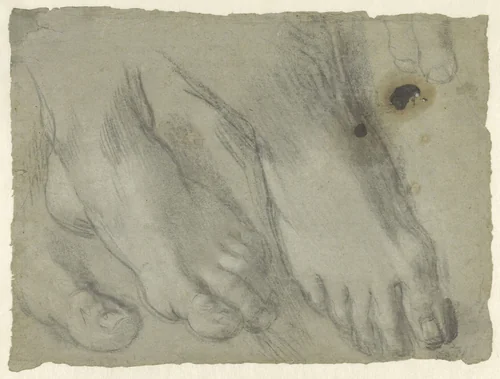Studie van twee voeten by Federico Barocci, drawing, 1579-1582