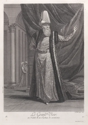Le Grand Visir, en Habit et en Turban de ceremonie, plate 27 from "Recueil de cent estampes représentent differentes nations du Levant" by Jean Baptiste Vanmour, print, 1714-1715