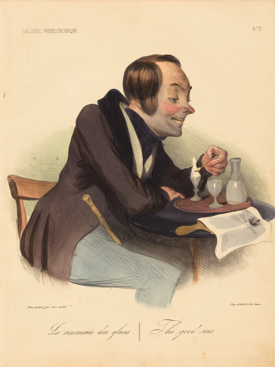 La renommée des glaces by Honoré Daumier, print, 1836