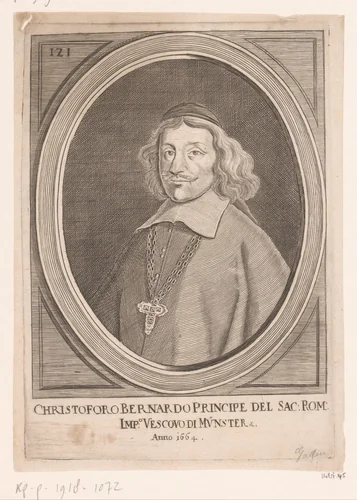 Portret van Christoph Bernhard von Galen, bisschop van Münster by Johann Martin Lerch, print, 1664