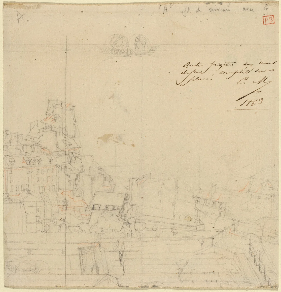 College Henri IV by Charles Meryon, drawing, 1869