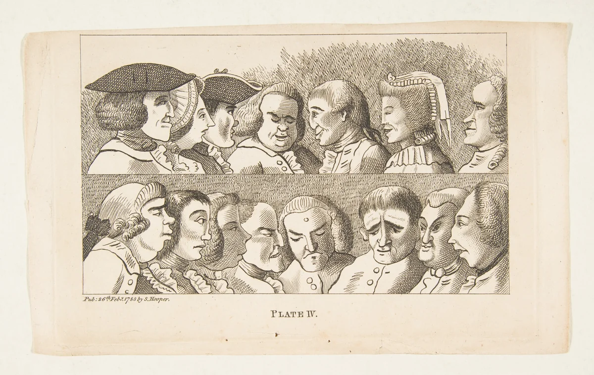 Plate IV, from Rules for Drawing Caricaturas by Francis Grose, print, 1788