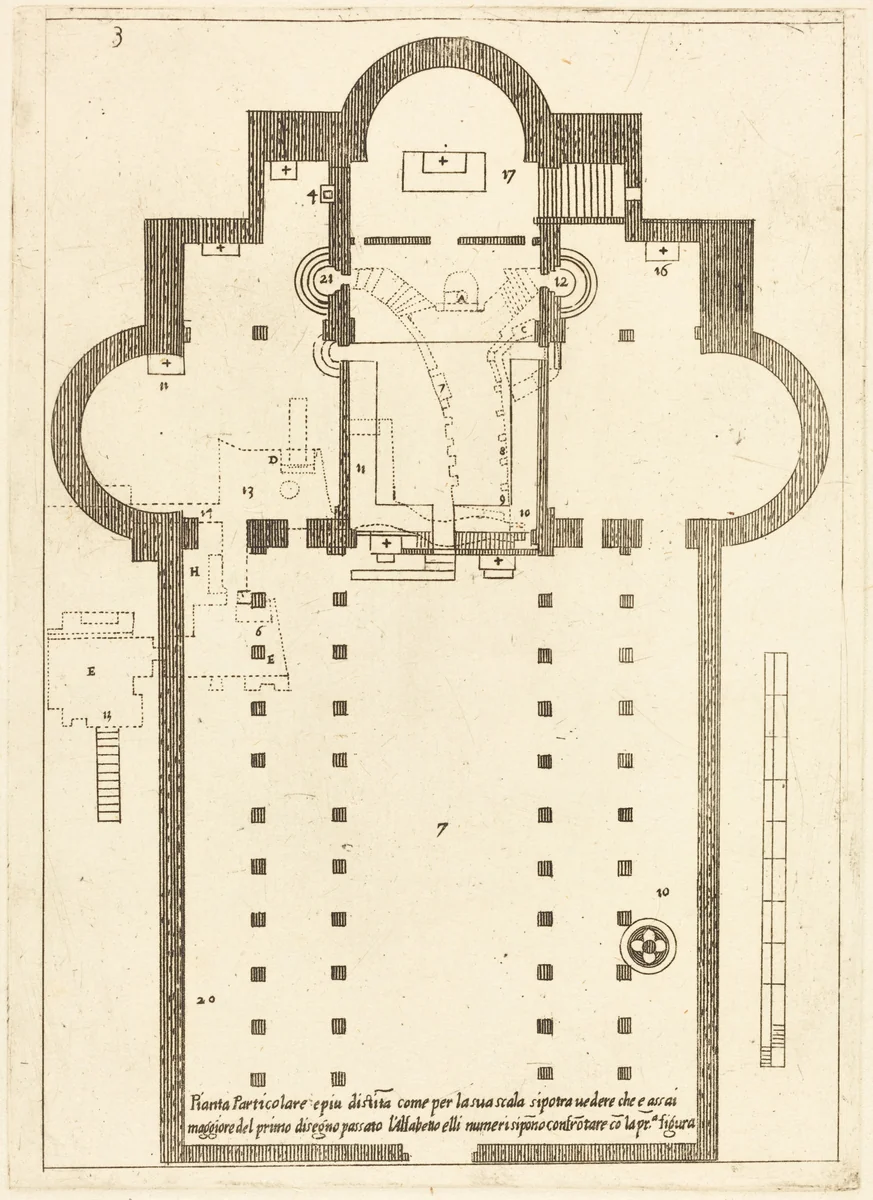 Plan of the Church of the Holy Manger by Jacques Callot, print, 1619