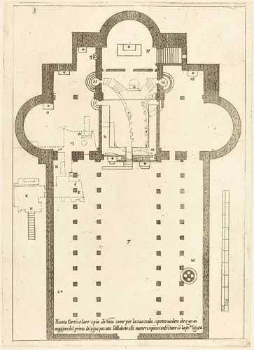 Plan of the Church of the Holy Manger by Jacques Callot, print, 1619
