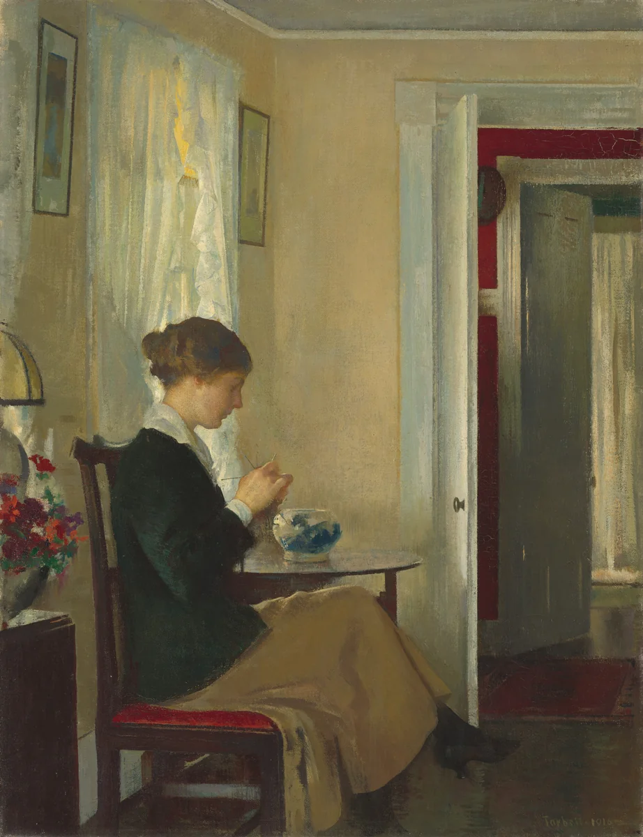 Josephine Knitting by Edmund Charles Tarbell, painting, 1916