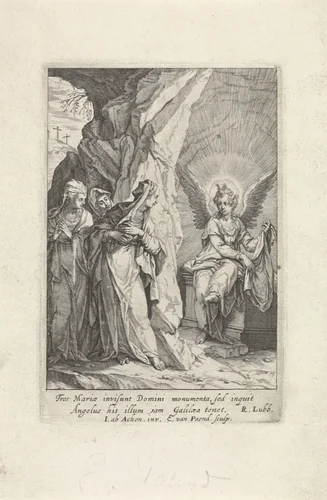 Drie Maria's bij het graf by Unknown, print, 1590-1637
