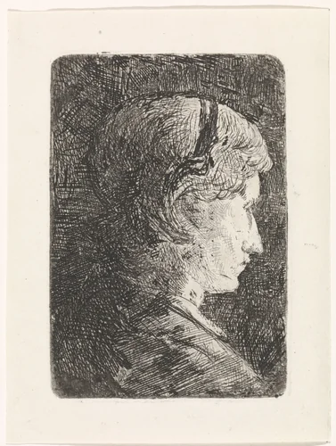 Portret van Aleida Schaap by Jozef Israëls, print, 1835-1888