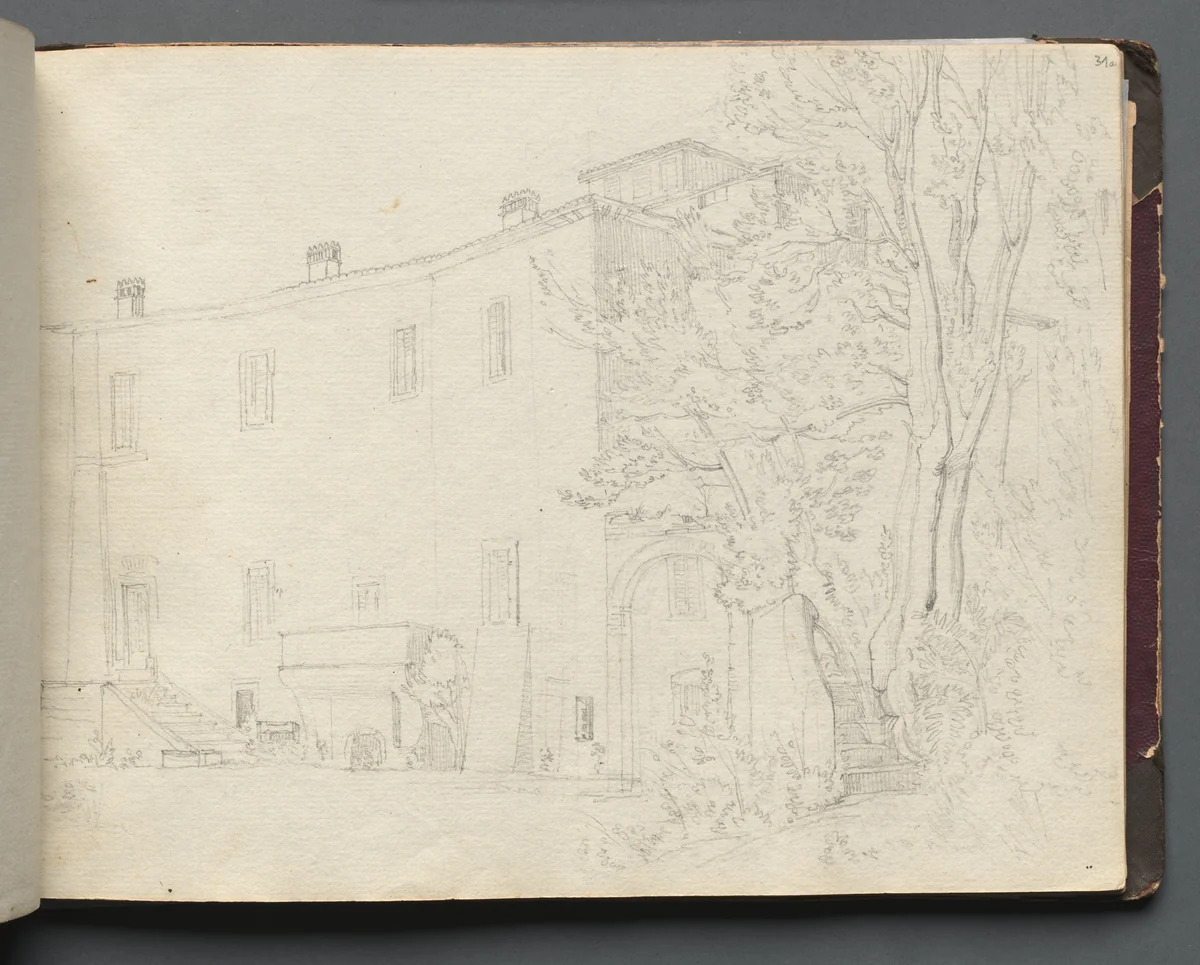 Album with Views of Rome and Surroundings, Landscape Studies, page 31a: Roman Archtectural Study by Franz Nadorp, book, 1830-1870
