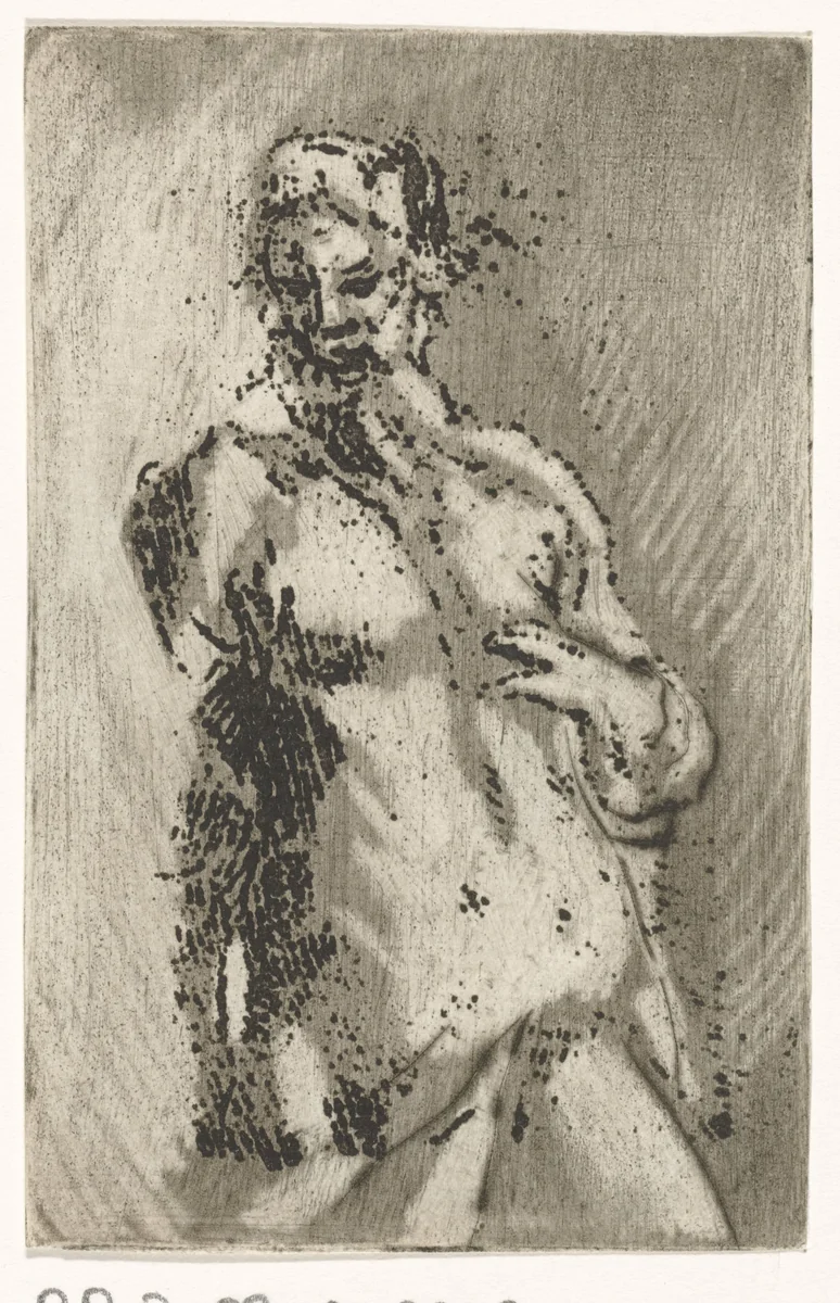 Torso van naakte man by Caspar Jacobsz Philips, print, 1752-1789