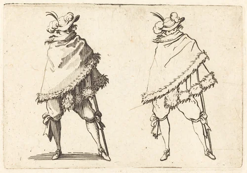 Man Wrapped in His Mantle by Jacques Callot, print, 1622