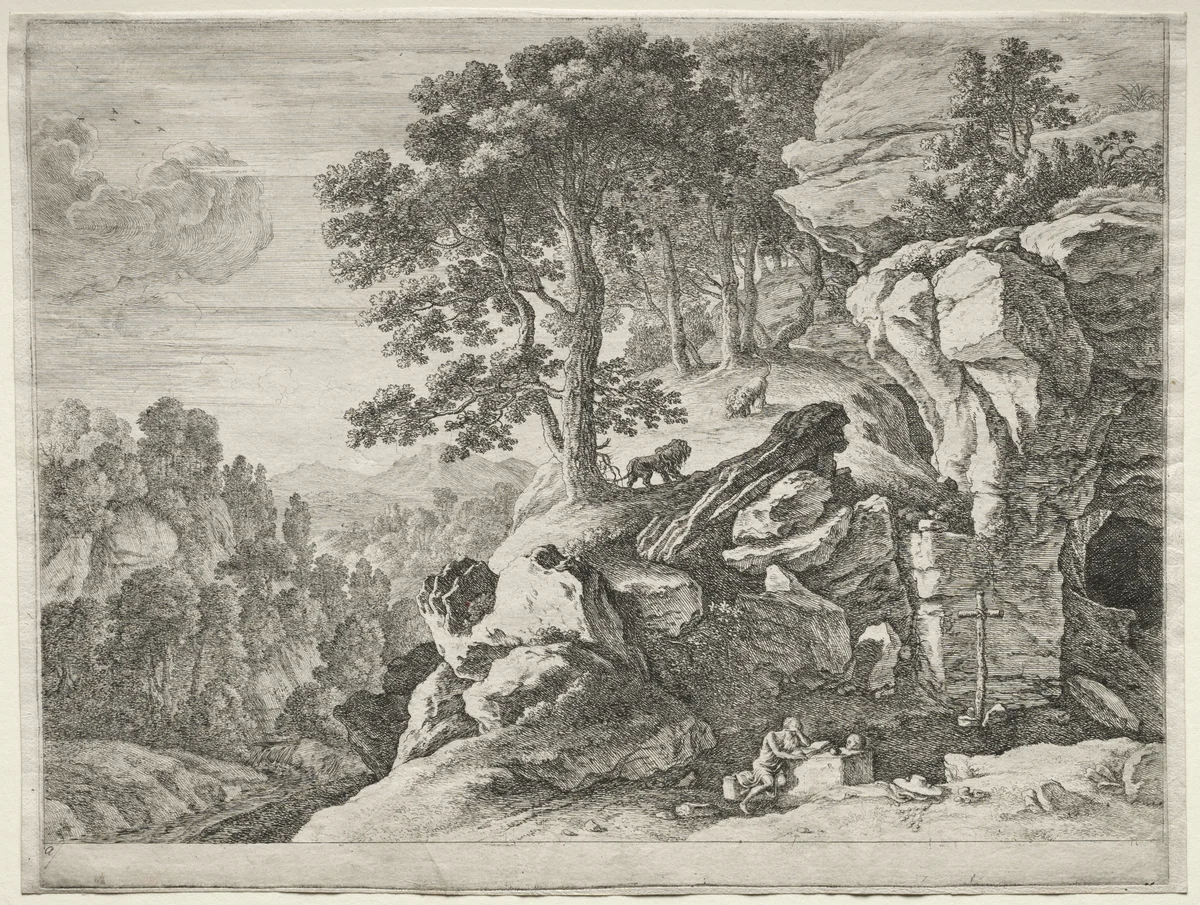 The Penitents: St. Jerome in the Desert by Herman van Swanevelt, print, 1620-1655