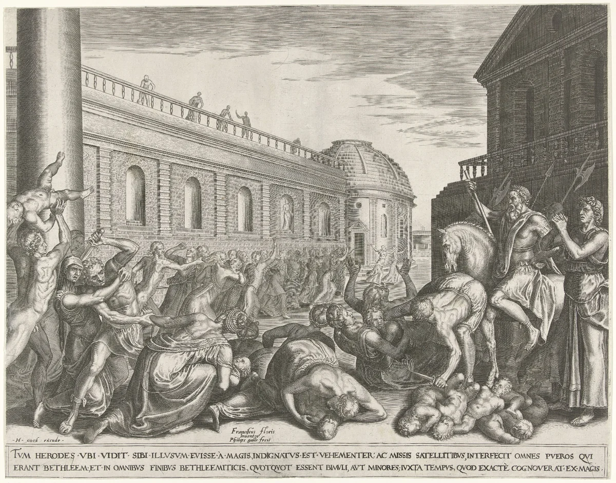 Kindermoord te Bethlehem by Unknown, print, 1557-1570
