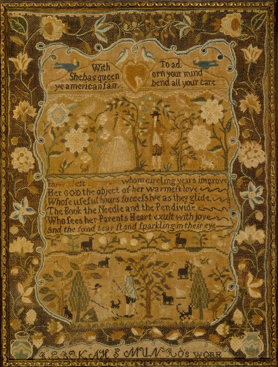 Sampler by Rebekah S. Munro, artwork, 1788-1791