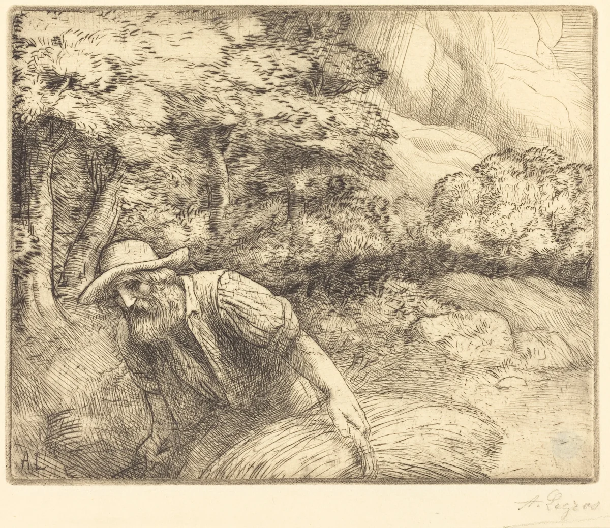 Man Foraging (L'homme au fourrage) by Alphonse Legros, print, 1837-1911