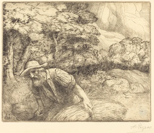 Man Foraging (L'homme au fourrage) by Alphonse Legros, print, 1837-1911
