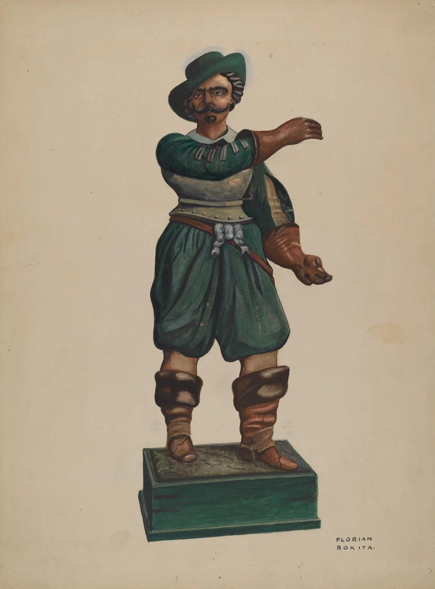 Cigar Store Figure by Florian Rokita, index of american design, 1937