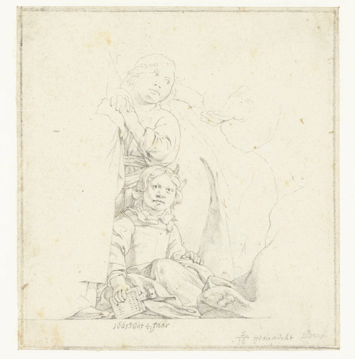 Portret van de zoon van Jan de Bray by Jan de Bray, drawing, 1661