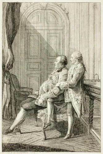 The Duc d’Orléans, and His Son by Louis de Carmontelle, print, 1759