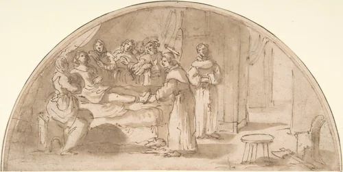 St. Anthony Healing the Leg of a Boy by anonymous, drawing, 1600-1700