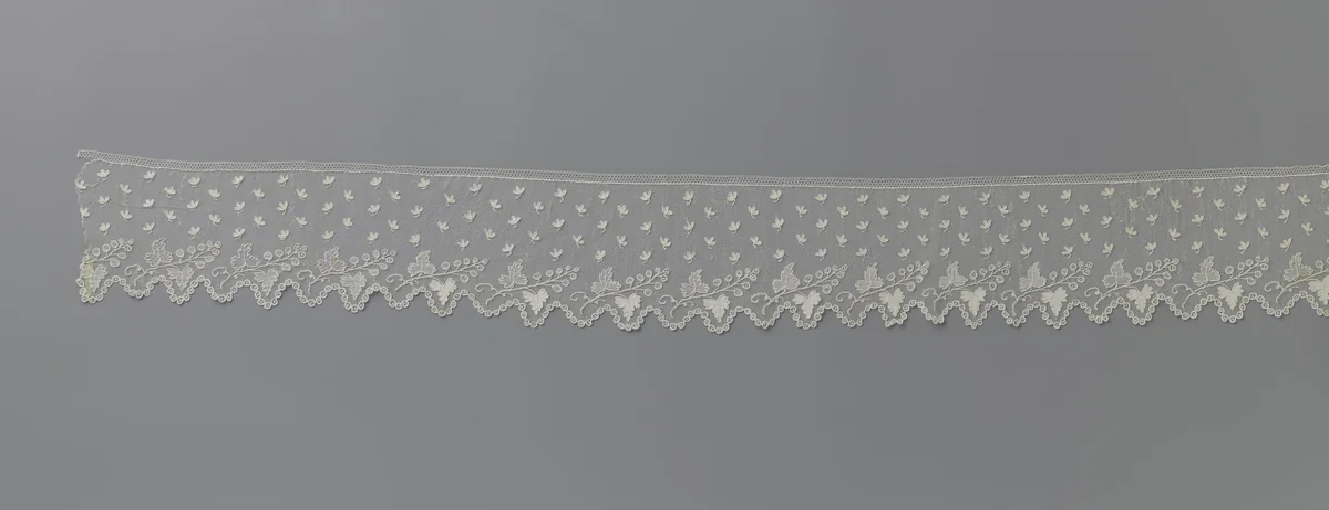 Strook naaldkant met druiventakken by anonymous, other, 1820-1830