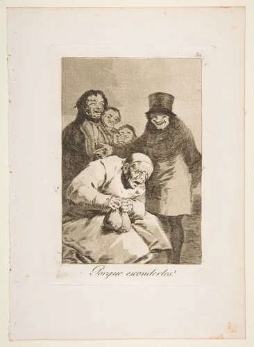 Plate 30 from "Los Caprichos": Why hide them? (Porque esconderlos?) by Goya, print, 1799
