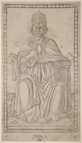 Papa (Pope) by Master of the E-Series Tarocchi, print, 1465