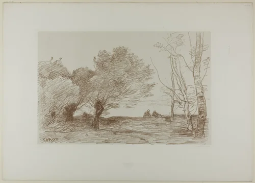 Willows and White Poplars by Jean-Baptiste-Camille Corot, print, 1871
