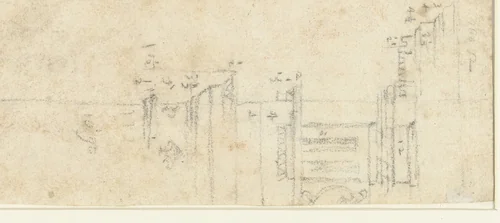Architectonische hoofdgestel by anonymous, drawing, 1500-1599