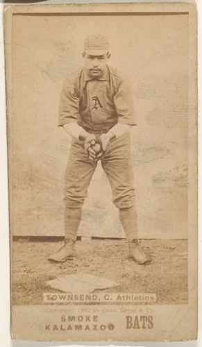 Townsend, Catcher, Athletics, from the Kalamazoo Bats series (N690) issued by Chas. Gross & Co. to promote Kalamazoo Bats by Chas. Gross & Co., photograph, 1887