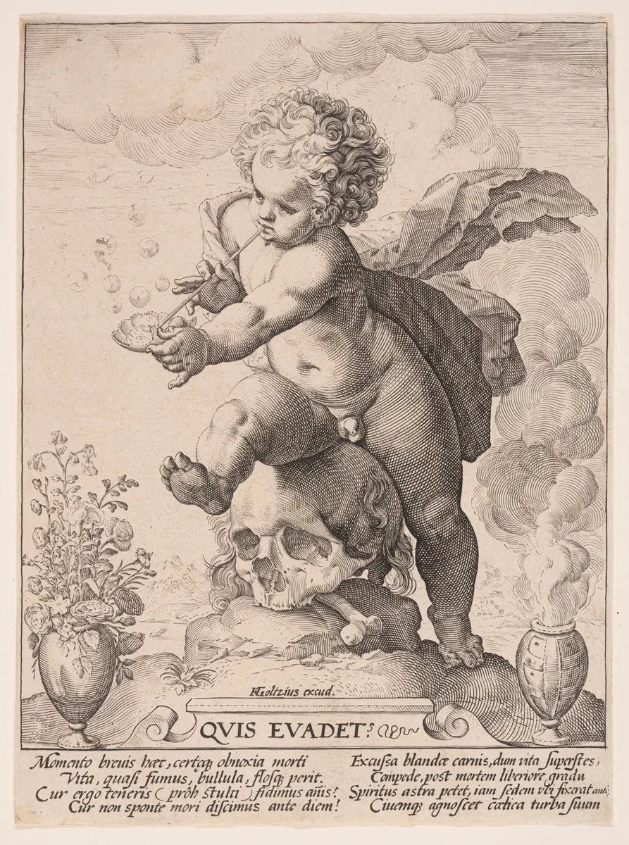 Allegory of Transience (Quis Evadet?) by Hendrick Goltzius, print, 1585-1595