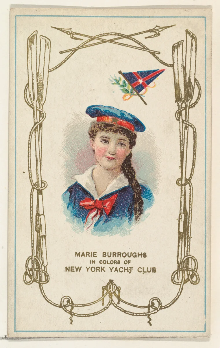 Marie Burroughs in Colors of New York Yacht Club, from the Yacht Colors of the World series (N140) issued by Duke Sons & Co. to promote Honest Long Cut Tobacco by W. Duke, Sons & Co., print, 1890