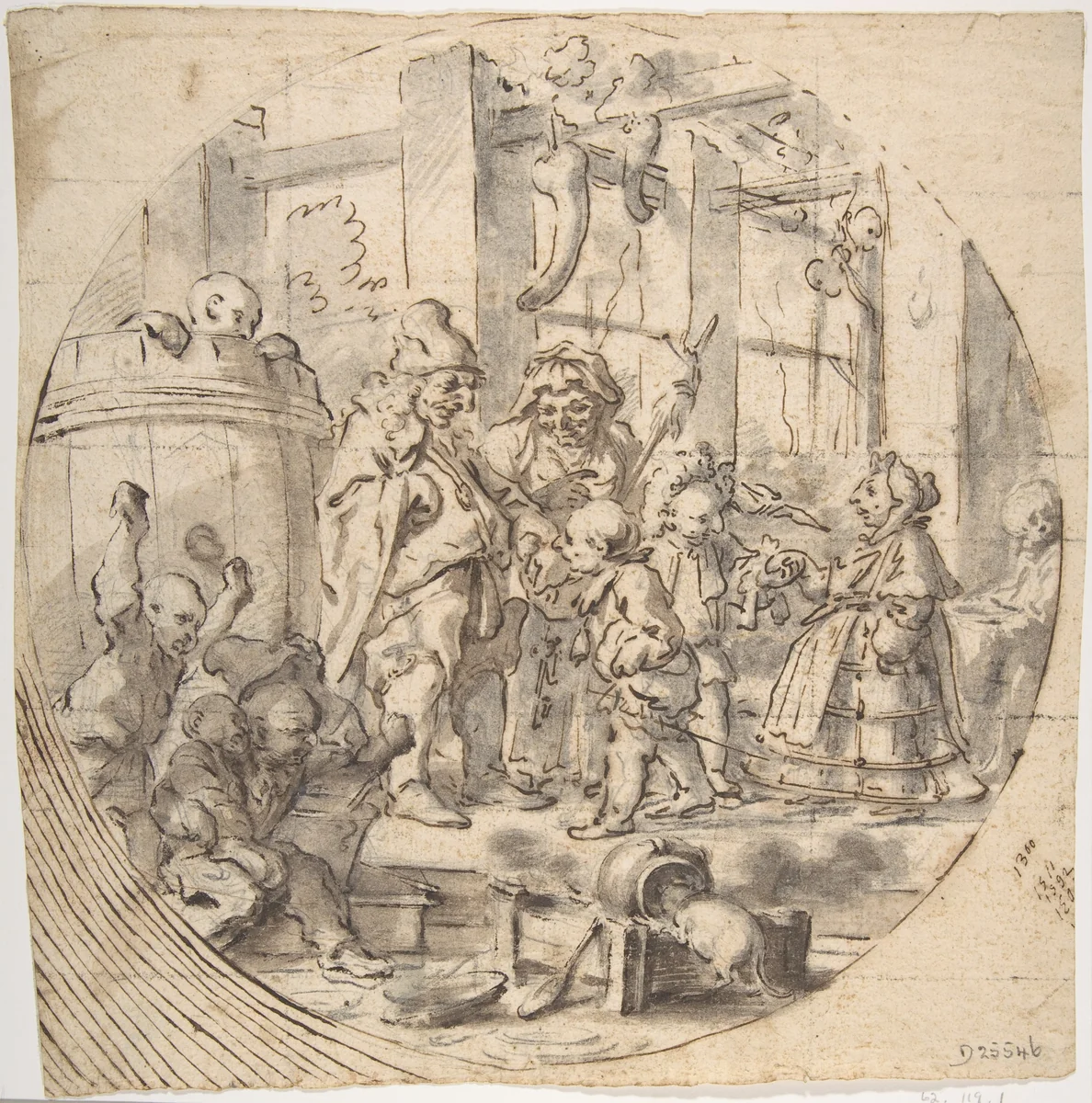 The Mock Visit of Ceremony by Faustino Bocchi, drawing, 1659-1742