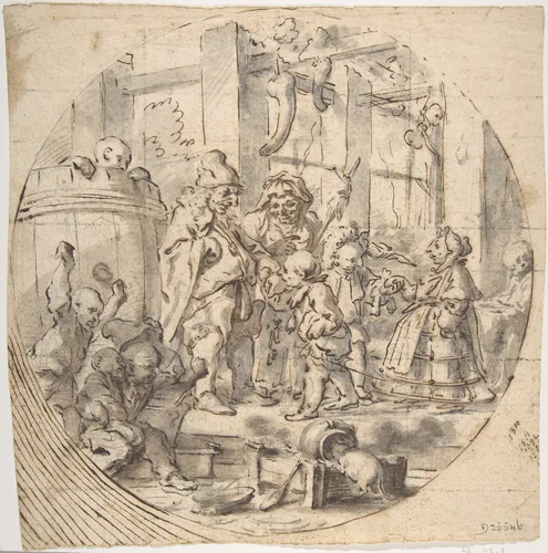 The Mock Visit of Ceremony by Faustino Bocchi, drawing, 1659-1742