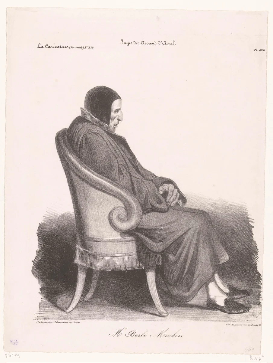 Karikatuur van François Barbé-Marbois by Honoré Daumier, print, 1835