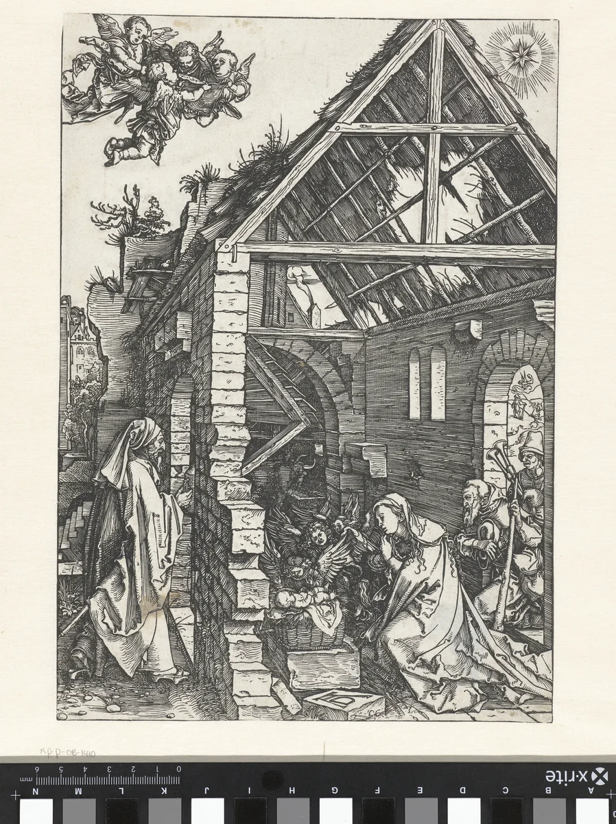 Aanbidding door de herders by Unknown, print, 1502-1503