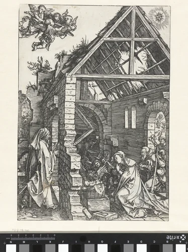 Aanbidding door de herders by Unknown, print, 1502-1503