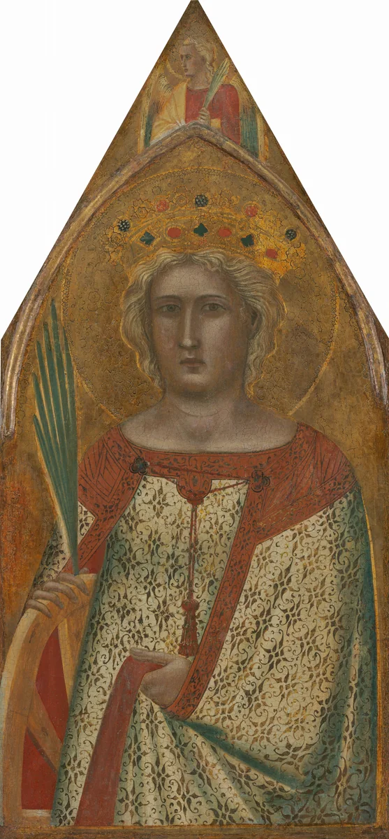 Saint Catherine of Alexandria, with an Angel [right panel] by Pietro Lorenzetti, painting, 1340