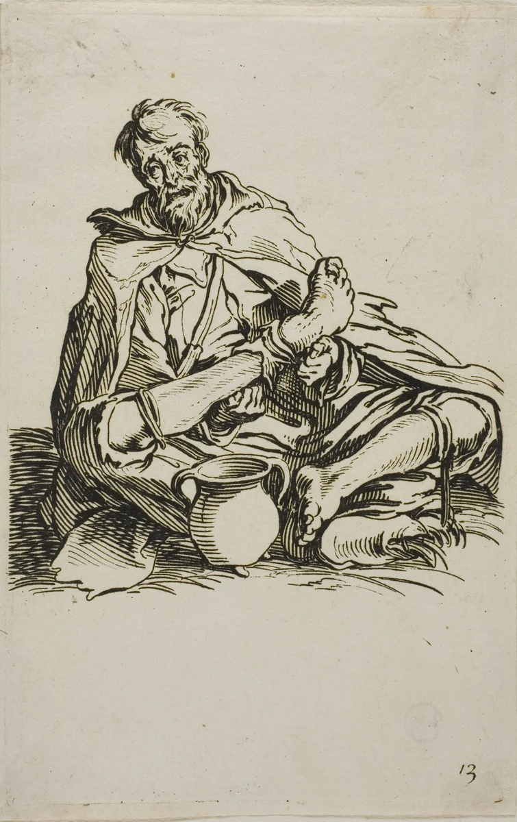 The Sickly One, plate thirteen from The Beggars by Jacques Callot, print, 1617-1627