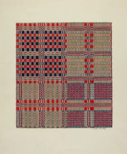 Red, White & Blue Coverlet by Arthur G. Merkley, index of american design, 1940