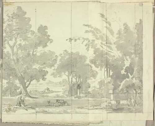 Fantasy Landscape with Ruins and Figures by Pierre Antoine Mongin, drawing, 1781-1827