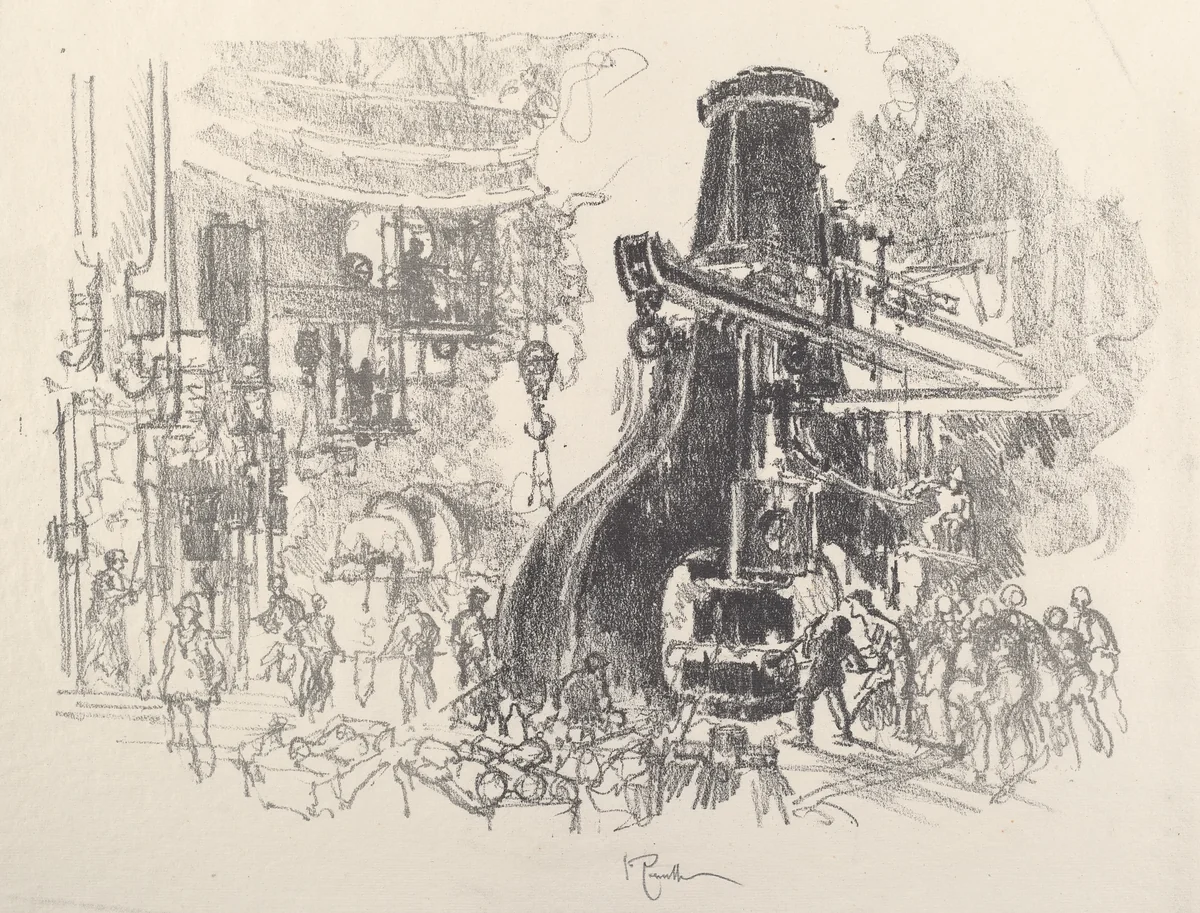 The Little Men of the Big Hammer by Joseph Pennell, print, 1917