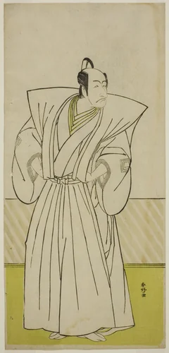 The Actor Ichikawa Danjuro V as Enya Hangan (?) in the Play Kanadehon Chushin Nagori no Kura (?), Performed at the Nakamura Theater (?) in the Ninth Month, 1780 (?) by Katsukawa Shunko, print, 1775-1785