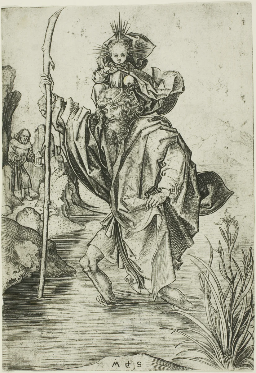 St. Christopher by Martin Schongauer, print, 1470-1480