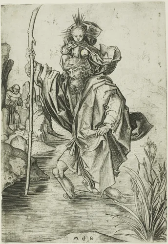 St. Christopher by Martin Schongauer, print, 1470-1480