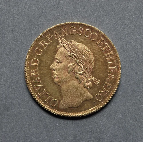 Broad: Oliver Cromwell Lord Protector (obverse) by Thomas Simon, metalwork, 1656