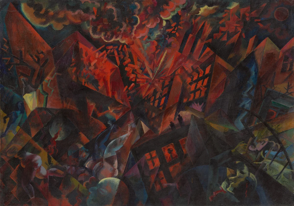 Explosion by George Grosz, painting, 1917