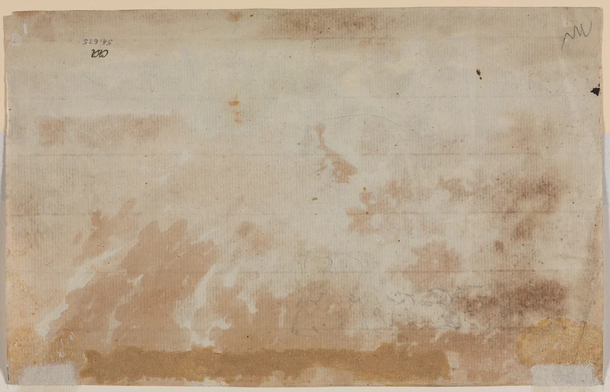 Cattle (verso) by Jules Dupré, drawing, 1811-1889