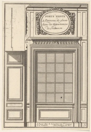 Hidden Door covered with a Mirror in the Trianon Palace, plate V from "Portes a Placard et Lambris" by Jean Le Pautre, print, 1618-1682