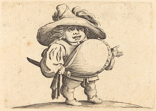 Man with Big Belly by Jacques Callot, print, 1622